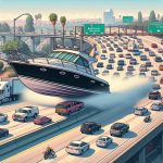 Uncontrolled boat skims over California freeway, narrowly avoiding vehicles in Bellflower. 3 Uncontrolled boat skims over California freeway, narrowly avoiding vehicles in Bellflower.