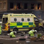 UK authorities probe the arson of four ambulances linked to a Jewish charity. 2 UK authorities probe the arson of four ambulances linked to a Jewish charity.